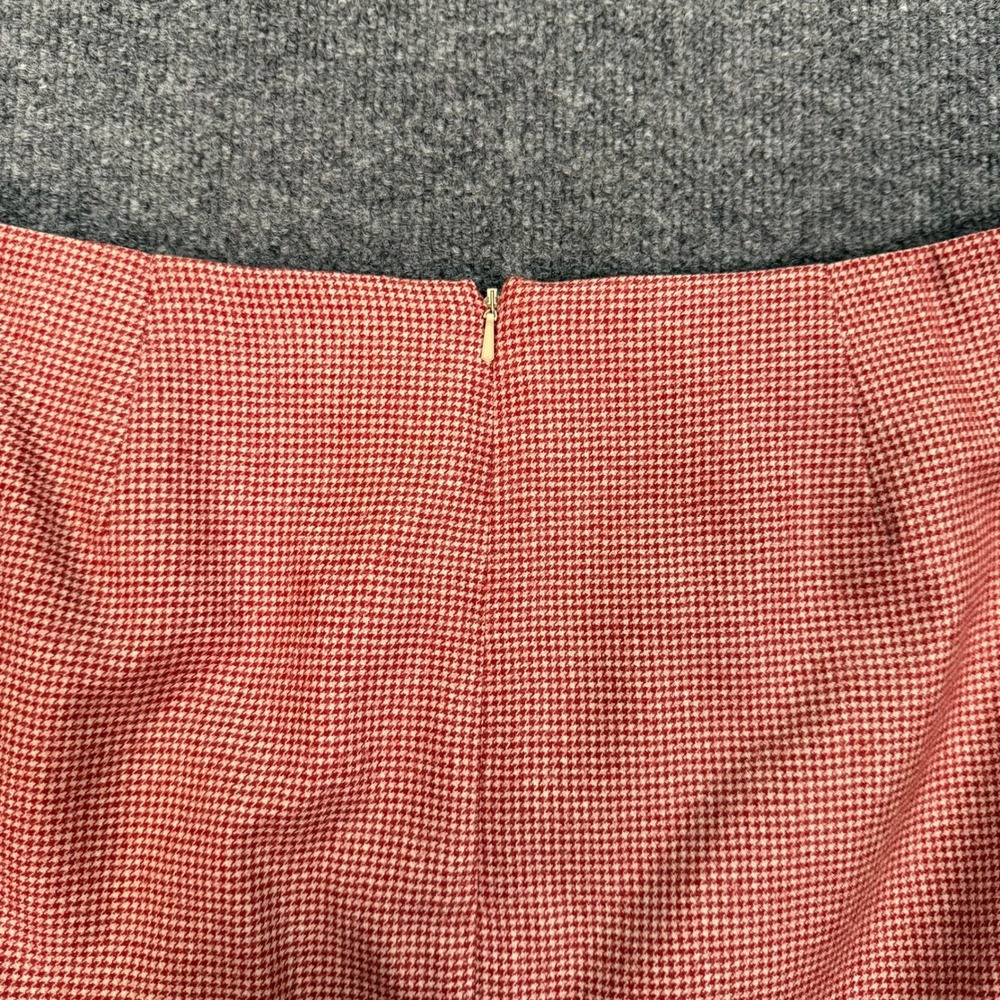 Loro Piana Brooks Brothers Wool Houndstooth Skirt Red White Zelander Merino 12 - Picture 4 of 10